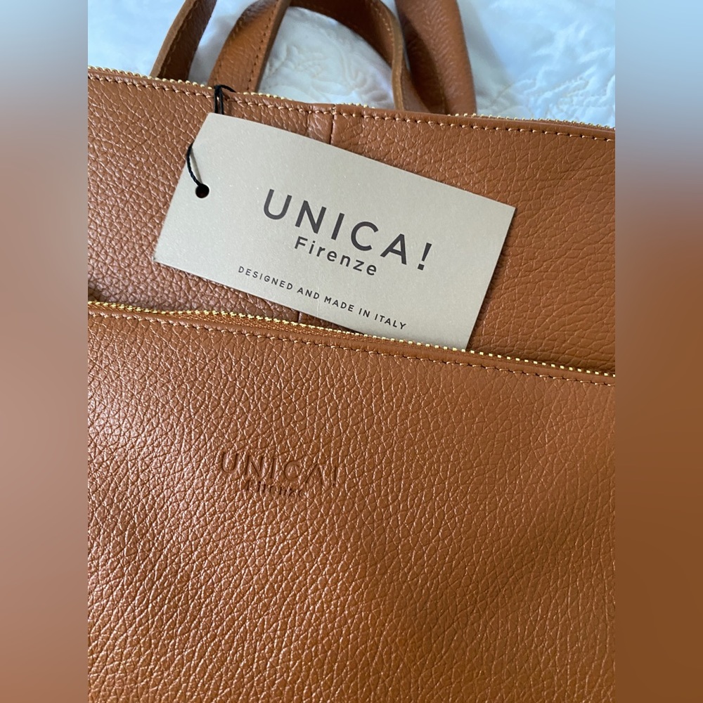 🇮🇹NWT Unica! Firenze Italy supple Leather Backpack OR Tote fits tablets easily